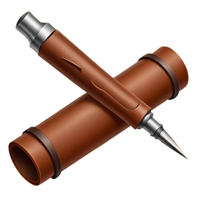 Leatherworking icon, rolled-up raw leather, engraving needle or gouge, stamp or press tools, visible texture of leather, minimalistic style, clean lines, transparent background. sticker