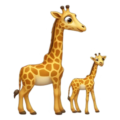 Une girafe et un chacal qui s'embrassent sticker