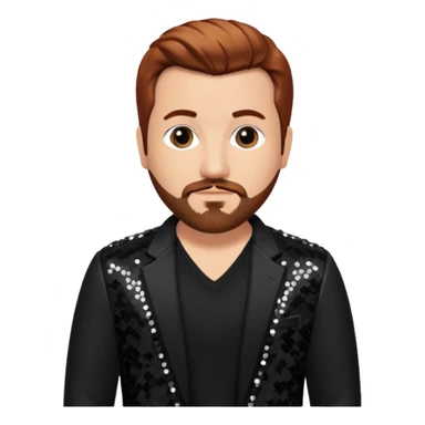 Joey Fatone from 'N Sync with auburn hair, black sequin outfit, light skin sticker
