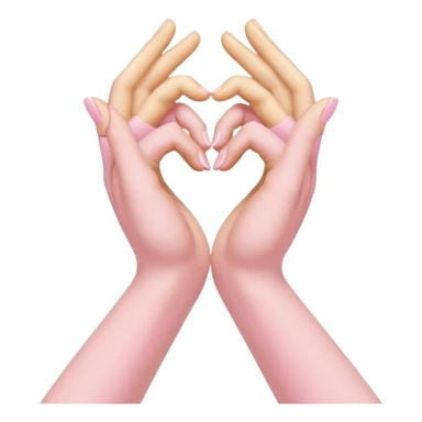 A pair of hands making a “heart” gesture in soft pink, beige and yellow pastel light sticker