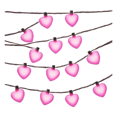 Realistic isolated pink heart shaped christmas string lights sticker