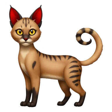 Gothic exotic Red and black and edgy and cute shiny Fantasy-Siamese-Bobcat-Caracal-Lykoi-feline-Fakémon-feline-hybrid (full body) sticker