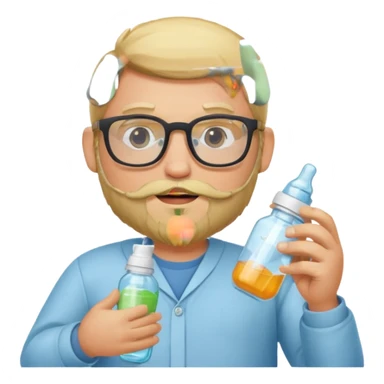 blonde bearded man with glasses with baby bottle sticker