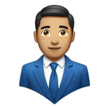 Pilipino man with a diamond earring and a blue suit and tie sticker
