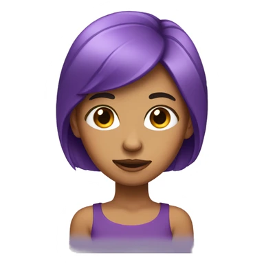 Tan girl with purple hair doing a side eye sticker