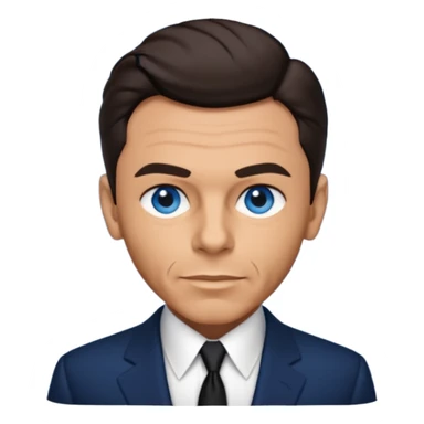 Frank Sinatra with blue eyes, dark brown hair, navy blue outfit sticker