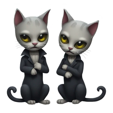 two undead cats in love coming out of graves sticker