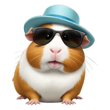 guinea pig with sunglasses and a hat sticker