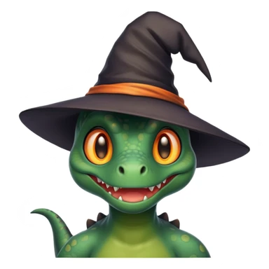 Dino wearing witch hat sticker