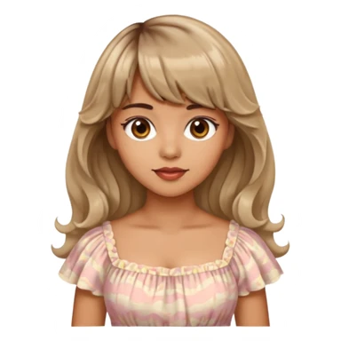 latina lady in a cute dress with bleached and brown wavy hair with bangs sticker