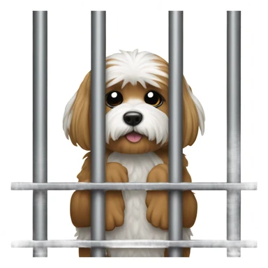 shitzu with peanut butter on its ears in a jail cell sticker