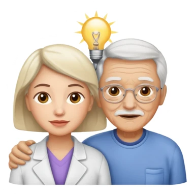 Caregiver with elderly person sticker