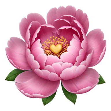 Peony of soft pink color with a heart sticker