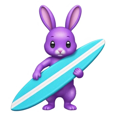 glitter purple cian bunny surf sticker