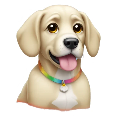 dog with a rainbow and sad f sticker
