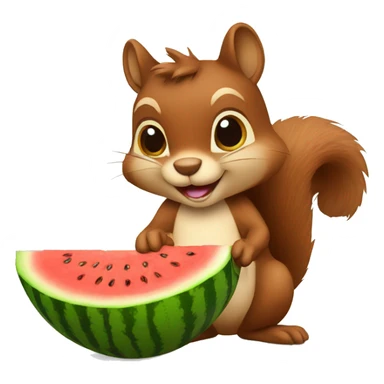 A brown squirrel holding a watermelons  sticker