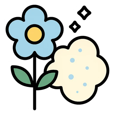 abstract symbol for powdery white musk, clean, powdery, subtle, freshness, modern icon sticker