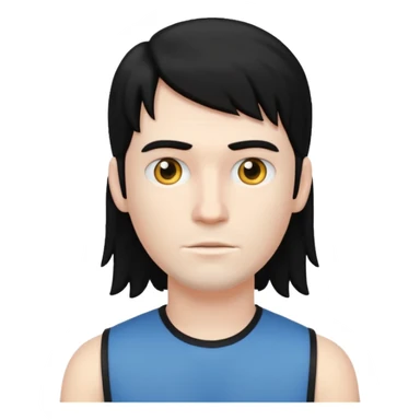 White  boxer with black hair and a long mullet haircut sticker