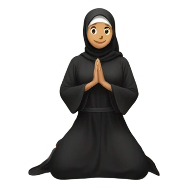 muslim woman praying on a praying carpet with a black abaya on sticker