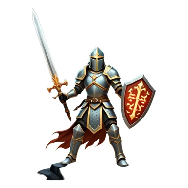 An icon representing RPG, inspired by Elden Ring. The design features a warrior in armor, holding a sword, standing in front of a mystical, dark landscape with glowing runes and a distant castle. The atmosphere evokes epic quests, exploration, and intense battles. Transparent background sticker
