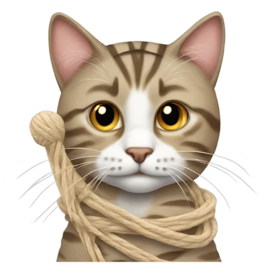 Tabby cat with ball of yarn sticker