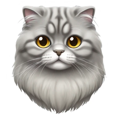 gray scottish fold long-hair cat sticker