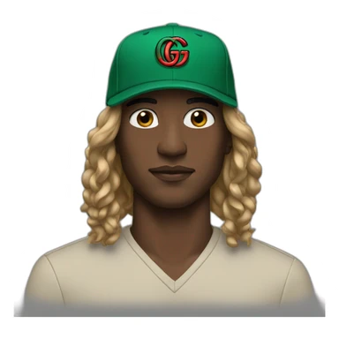 Men with long hair and a gucci cap sticker