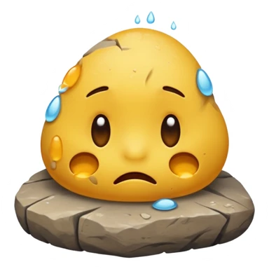 embarrased yellow emoji sqeezing eyes shut with sweat coming down the face hidding behind a rock sticker