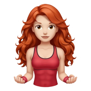 Athletic girl with long light red wavy hair and smaller boobs bigger arms not too big sticker
