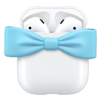 white airpod maxs with light blue bow sticker