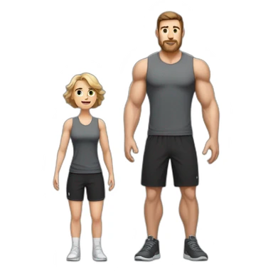 Full height Actively gesturing with hands Pale skinned Fit Man With the biceps and brown hair in dark gray Sleeveless Mike, black oversize sports shorts, watch and white Sneakers sticker