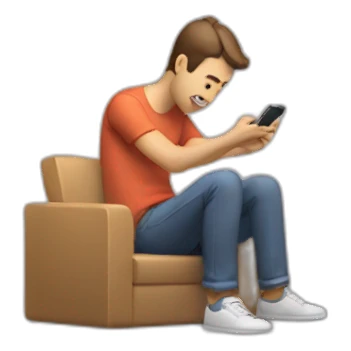 A man scrolling phone sticker