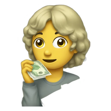 Wiping tears with dollar bills sticker