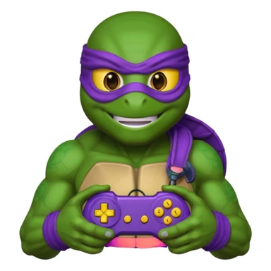 Donatello from Teenage Mutant Ninja Turtles, emoji style, with a joystick in hand sticker