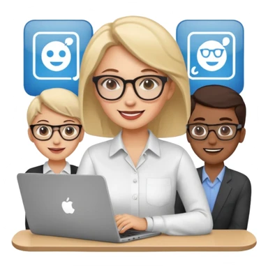 a woman developer in a meeting with others developers sticker