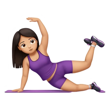 Sad fat girl doing side plank dark hair sticker