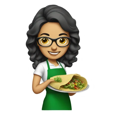 mexican lady green apron  with glasses cooking tacos sticker