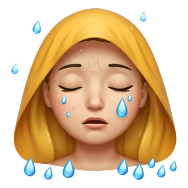face with closed eyes, crying under rain sticker