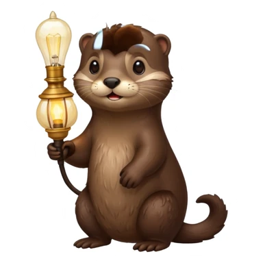 otter holding one lamp sticker