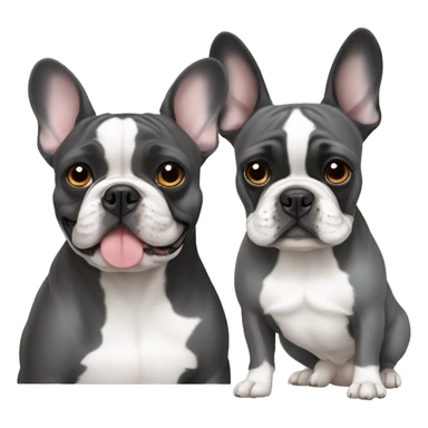 2 French bulldogs- one brindle and one small gray sticker