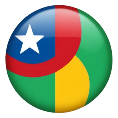 Emoji de bandera, mitad, azul y mitad inferior verde con un círculo rojo en el centro de la bandera en forma de rueda sticker