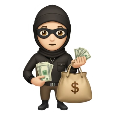 Robber emoji holding a bag of money sticker