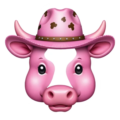 Pixelated pink cow print cowboy hat  sticker