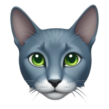 Dark gray-blue cat with green eyes and white point on neck sticker