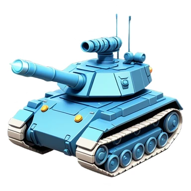 Clash of Clans aesthetic: Cinematic Playful Space Tank Emoji, rendered in a 3D vector-style similar to standard emojis with minimal shading and bold, simplified shapes. A robust, isometric armored vehicle with sleek futuristic plating and energy cannons, softly glowing with a high-tech cosmic combat charm. Simplified yet unmistakably iconic, highly detailed and consistent, glowing with a soft radiant shine and high gloss. Stylized with a touch of intergalactic warfare and a soft glowing outline, capturing the essence of a futuristic battle machine with a friendly, playful spirit! sticker