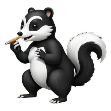 skunk smoking a cigarette chasing a bear sticker