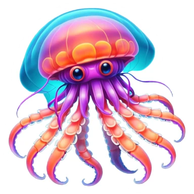 Neon glowing jellyfish-crab-squi sticker