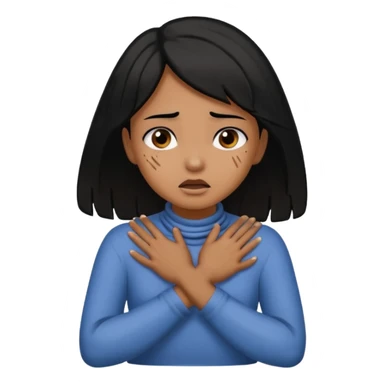 black hair brown skin girl chocking herself on her neck with her hands crossed around her neck  sticker