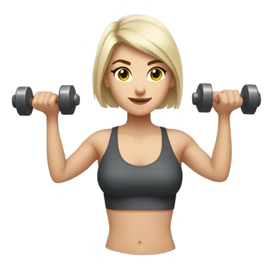 White Girl with dark short hair with dumbbells sticker