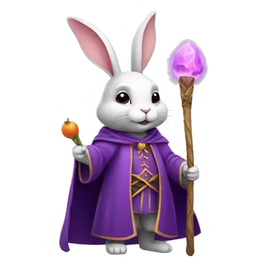 rabbit wizard purple clothes holding a carot staff sticker
